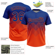 Load image into Gallery viewer, Custom Royal Orange 3D Gradient Square Shape Two-Button Unisex Softball Jersey