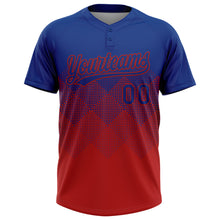 Load image into Gallery viewer, Custom Royal Red 3D Gradient Square Shape Two-Button Unisex Softball Jersey