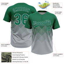 Load image into Gallery viewer, Custom Kelly Green Gray 3D Gradient Square Shape Two-Button Unisex Softball Jersey