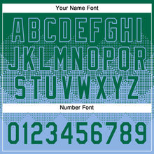 Load image into Gallery viewer, Custom Kelly Green Light Blue 3D Gradient Square Shape Two-Button Unisex Softball Jersey