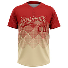Load image into Gallery viewer, Custom Red Cream 3D Gradient Square Shape Two-Button Unisex Softball Jersey