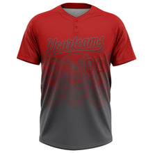Load image into Gallery viewer, Custom Red Steel Gray 3D Gradient Square Shape Two-Button Unisex Softball Jersey