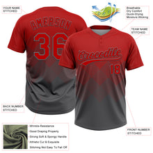 Load image into Gallery viewer, Custom Red Steel Gray 3D Gradient Square Shape Two-Button Unisex Softball Jersey