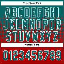 Load image into Gallery viewer, Custom Teal Red-White 3D Gradient Square Shape Two-Button Unisex Softball Jersey