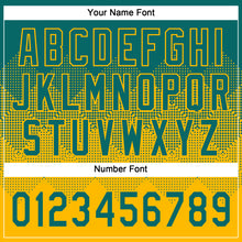 Load image into Gallery viewer, Custom Teal Gold 3D Gradient Square Shape Two-Button Unisex Softball Jersey