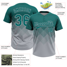 Load image into Gallery viewer, Custom Teal Gray 3D Gradient Square Shape Two-Button Unisex Softball Jersey