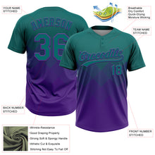 Load image into Gallery viewer, Custom Teal Purple 3D Gradient Square Shape Two-Button Unisex Softball Jersey