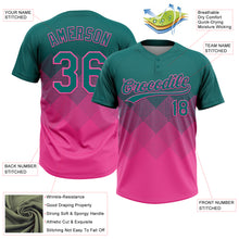 Load image into Gallery viewer, Custom Teal Pink 3D Gradient Square Shape Two-Button Unisex Softball Jersey