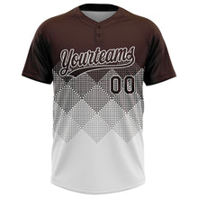 Load image into Gallery viewer, Custom Brown White 3D Gradient Square Shape Two-Button Unisex Softball Jersey