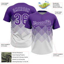 Load image into Gallery viewer, Custom Purple White 3D Gradient Square Shape Two-Button Unisex Softball Jersey