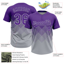 Load image into Gallery viewer, Custom Purple Gray 3D Gradient Square Shape Two-Button Unisex Softball Jersey