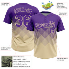 Load image into Gallery viewer, Custom Purple Cream 3D Gradient Square Shape Two-Button Unisex Softball Jersey
