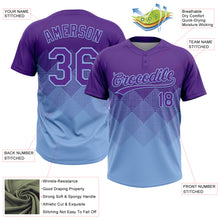 Load image into Gallery viewer, Custom Purple Light Blue 3D Gradient Square Shape Two-Button Unisex Softball Jersey