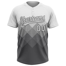 Load image into Gallery viewer, Custom White Steel Gray 3D Gradient Square Shape Two-Button Unisex Softball Jersey