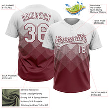 Load image into Gallery viewer, Custom White Burgundy 3D Gradient Square Shape Two-Button Unisex Softball Jersey
