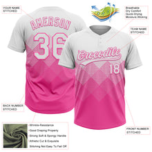 Load image into Gallery viewer, Custom White Pink 3D Gradient Square Shape Two-Button Unisex Softball Jersey