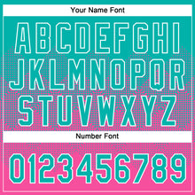 Load image into Gallery viewer, Custom Aqua Pink-White 3D Gradient Square Shape Two-Button Unisex Softball Jersey