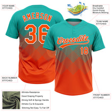 Load image into Gallery viewer, Custom Aqua Orange-White 3D Gradient Square Shape Two-Button Unisex Softball Jersey