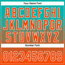 Load image into Gallery viewer, Custom Aqua Orange-White 3D Gradient Square Shape Two-Button Unisex Softball Jersey