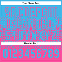 Load image into Gallery viewer, Custom Sky Blue Pink 3D Gradient Square Shape Two-Button Unisex Softball Jersey