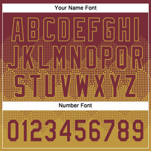 Load image into Gallery viewer, Custom Burgundy Old Gold 3D Gradient Square Shape Two-Button Unisex Softball Jersey