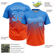 Load image into Gallery viewer, Custom Electric Blue Orange-White 3D Gradient Square Shape Two-Button Unisex Softball Jersey