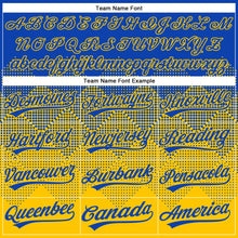 Load image into Gallery viewer, Custom Thunder Blue Yellow 3D Gradient Square Shape Two-Button Unisex Softball Jersey