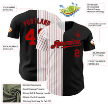 Load image into Gallery viewer, Custom Black White-Red Pinstripe Authentic Split Fashion Baseball Jersey