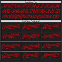 Load image into Gallery viewer, Custom Black White-Red Pinstripe Authentic Split Fashion Baseball Jersey