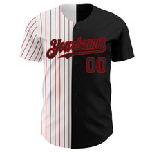 Load image into Gallery viewer, Custom Black White-Red Pinstripe Authentic Split Fashion Baseball Jersey