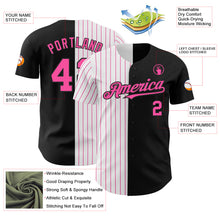 Load image into Gallery viewer, Custom Black White-Pink Pinstripe Authentic Split Fashion Baseball Jersey