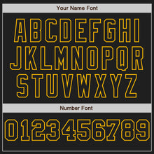 Load image into Gallery viewer, Custom Black White-Gold Pinstripe Authentic Split Fashion Baseball Jersey