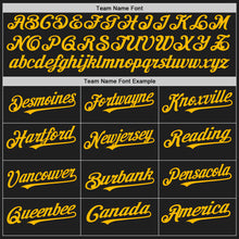 Load image into Gallery viewer, Custom Black White-Gold Pinstripe Authentic Split Fashion Baseball Jersey