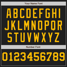 Load image into Gallery viewer, Custom Black White-Gold Pinstripe Authentic Split Fashion Baseball Jersey