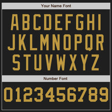 Load image into Gallery viewer, Custom Black White-Old Gold Pinstripe Authentic Split Fashion Baseball Jersey