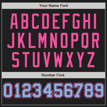 Load image into Gallery viewer, Custom Black Pink-Light Blue Pinstripe Authentic Split Fashion Baseball Jersey