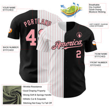 Load image into Gallery viewer, Custom Black White-Medium Pink Pinstripe Authentic Split Fashion Baseball Jersey