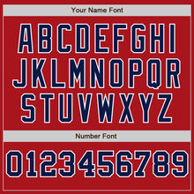 Load image into Gallery viewer, Custom Red White-Navy Pinstripe Authentic Split Fashion Baseball Jersey