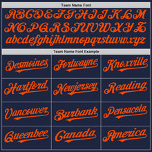 Load image into Gallery viewer, Custom Navy White-Orange Pinstripe Authentic Split Fashion Baseball Jersey