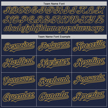 Load image into Gallery viewer, Custom Navy White-Old Gold Pinstripe Authentic Split Fashion Baseball Jersey