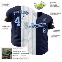 Load image into Gallery viewer, Custom Navy White-Light Blue Pinstripe Authentic Split Fashion Baseball Jersey