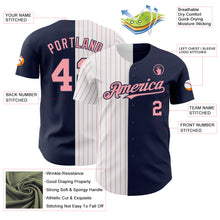 Load image into Gallery viewer, Custom Navy White-Medium Pink Pinstripe Authentic Split Fashion Baseball Jersey
