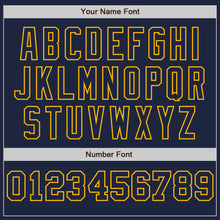 Load image into Gallery viewer, Custom Navy Cream-Gold Pinstripe Authentic Split Fashion Baseball Jersey