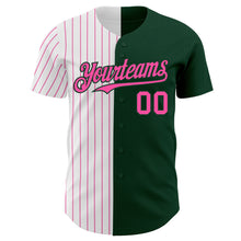 Load image into Gallery viewer, Custom Green White-Pink Pinstripe Authentic Split Fashion Baseball Jersey