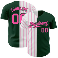 Load image into Gallery viewer, Custom Green White-Pink Pinstripe Authentic Split Fashion Baseball Jersey