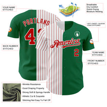 Load image into Gallery viewer, Custom Kelly Green White-Red Pinstripe Authentic Split Fashion Baseball Jersey