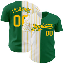 Load image into Gallery viewer, Custom Kelly Green White-Gold Pinstripe Authentic Split Fashion Baseball Jersey
