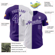 Load image into Gallery viewer, Custom Purple White-Purple Pinstripe Authentic Split Fashion Baseball Jersey
