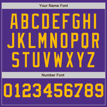 Load image into Gallery viewer, Custom Purple White-Gold Pinstripe Authentic Split Fashion Baseball Jersey