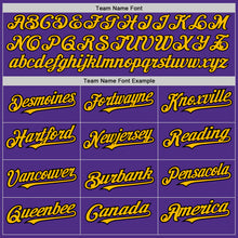 Load image into Gallery viewer, Custom Purple Gold-Black Pinstripe Authentic Split Fashion Baseball Jersey